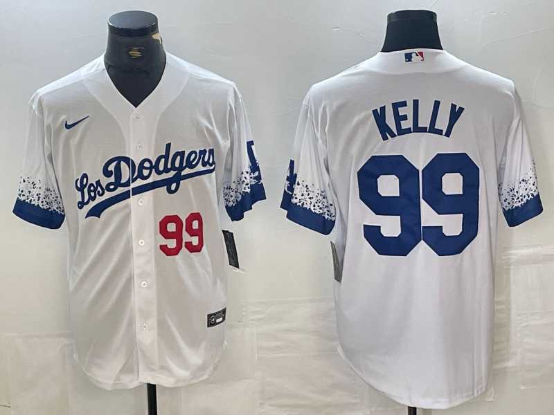 Men%27s Los Angeles Dodgers #99 Joe Kelly Number White 2021 City Connect Cool Base Stitched Jersey->los angeles dodgers->MLB Jersey
